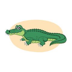Fototapeta premium A cute, childishly drawn crocodile. vector