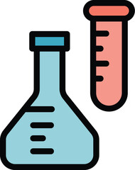 Chemical pot icon outline vector. Training system. Online education color flat