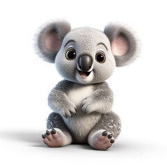 3d koala cartoon on white