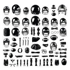 American football monochrome elements set, Rugby elements set
 - obrazy, fototapety, plakaty