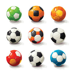 Soccer ball icons set, Football icons set 