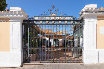 Entrance of the Mercado de Pescados - translated fish market, in the center of Mahón on the island of Menorca.