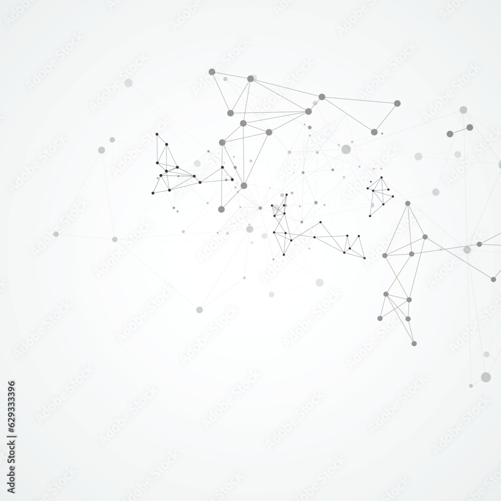 Poster geometric connect line and dots. simple technology graphic background. modern geometric communicatio