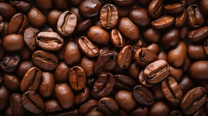 Fototapeta premium roasted coffee beans background, close up,