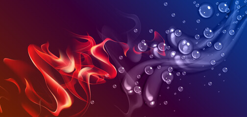 water against fire encounter, abstract confrontation game background.