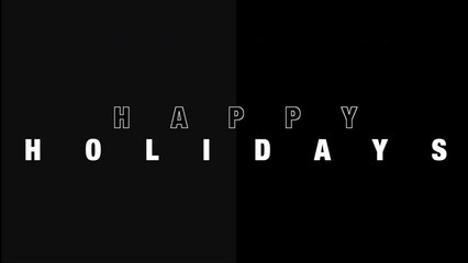 The Happy Holidays text shines in modern typography against a black gradient, intertwining motion, abstract minimalism, and a promotional holiday spirit