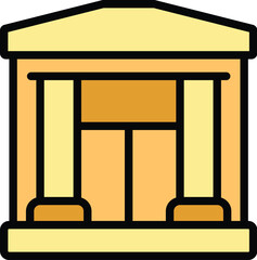 Building bank icon outline vector. Financial house. Exterior column color flat