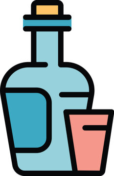 recommend clip art: Wine bottle icon outline vector. Glass alcohol. Vine champagne color flat