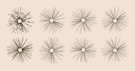 Abstract radial speed motion black lines, star burst background, grunge stamp style. EPS 10 vector file included