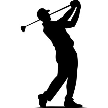 Golf player golfer swinging silhouette logo vector