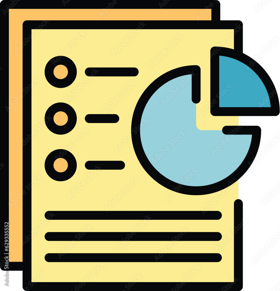 Poster manager document icon outline vector. archive information. office database color flat