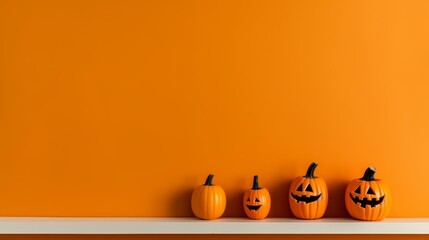 orange halloween background with pumpkins