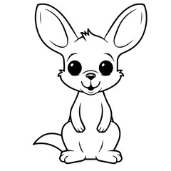 Fototapeta na wymiar Black and white cute cartoon kangaroo