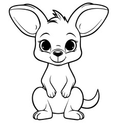 Black and white cute cartoon kangaroo