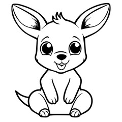 Fototapeta na wymiar Black and white cute cartoon kangaroo