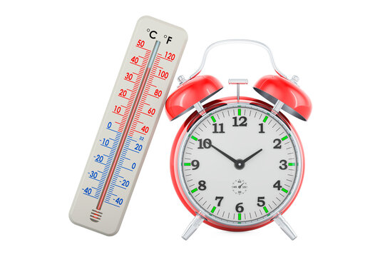 Thermometer with alarm clock, 3D rendering