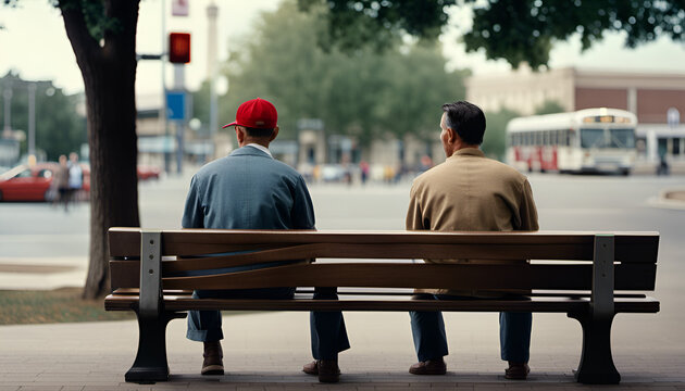 Sitting on a park bench in America