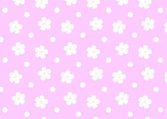 ПечатьPattern of white simple flowers on a pink background. 