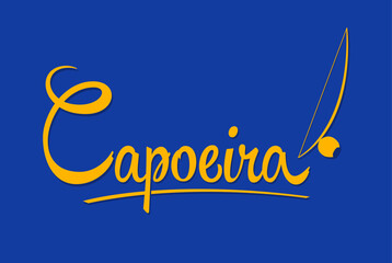 Capoeira Brazilian martial art with Berimbau instrument lettering design