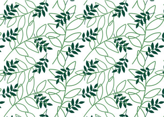 ПечатьPattern with green leaves. Background, texture, print, textile.