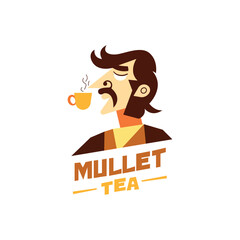 Vector Logo Mullet Man Tea 