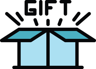 Gift reward icon outline vector. Client benefit. Program online color flat