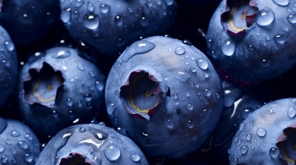 Blueberry macro texture blueberries wet with water