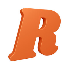 3D orange alphabet letter r for education and text concept