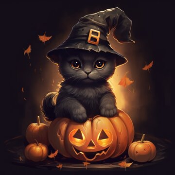 cartoon cat in Halloween costume