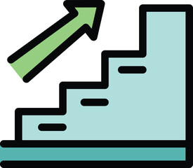 Job stairs career icon outline vector. Team post. Vacant chair color flat