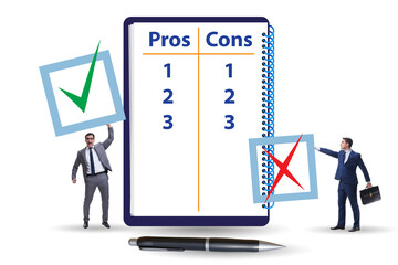 Concept of choosing pros and cons