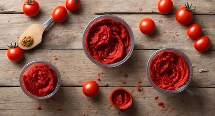 tomato paste in a bowl. ai generation.
