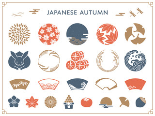 日本の秋のアイコンとシンボルコレクション - obrazy, fototapety, plakaty