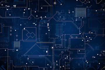 blueprint technology design,drawing illustration  computer  construction  plan digital  line background  Generative AI