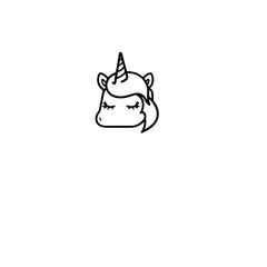 Cute cartoon unicorn. Black and white vector illustration