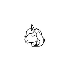 Cute cartoon unicorn. Black and white vector illustration