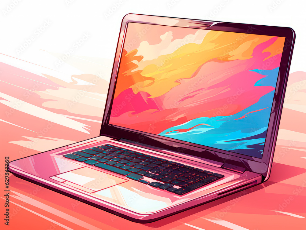 Poster laptop on the abstract background. generative ai