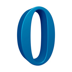 3D blue alphabet letter o for education and text concept