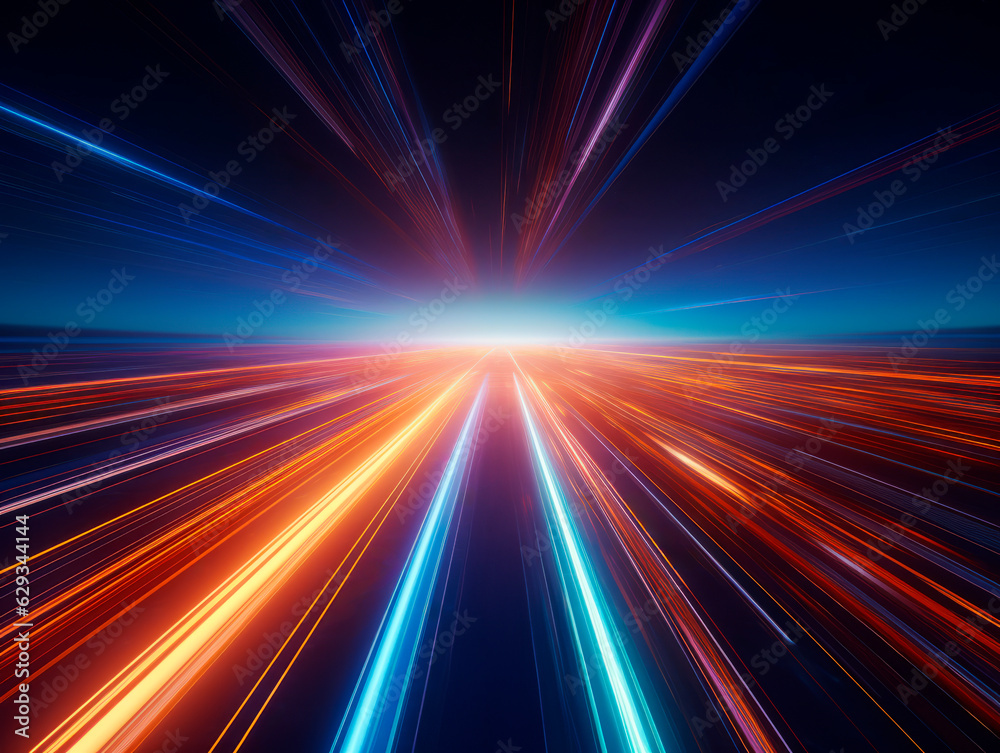 Poster abstract speed motion on the road, futuristic background. Generative AI