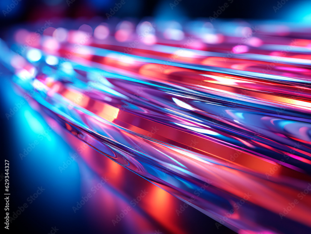 Aufkleber abstract background with glowing lines and bokeh defocused lights. Generative AI
