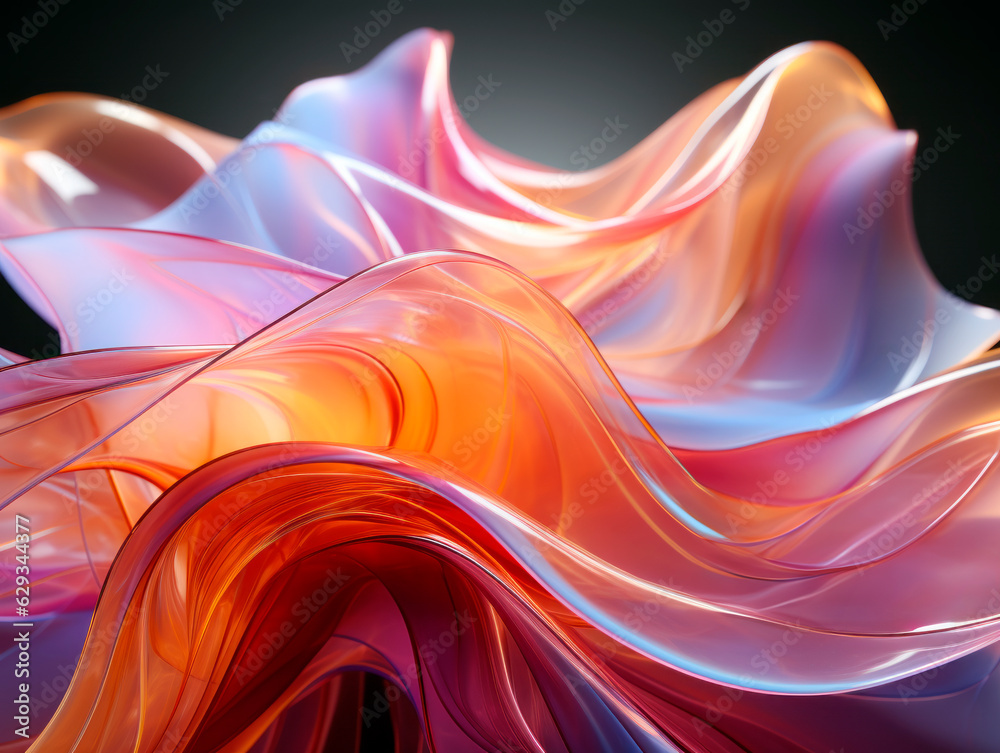 Poster abstract wavy liquid background. smooth elegant multicolored silk or satin texture. generative ai