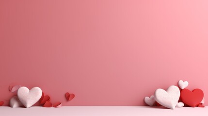 pink valentines day background with hearts