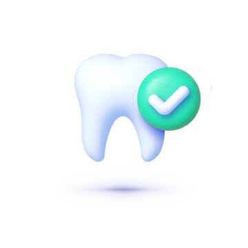 Tooth check icon in realistic style on white background. Realistic vector illustration