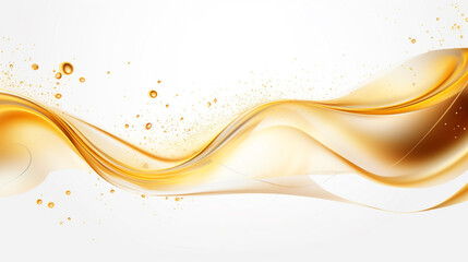 abstract background golden wave have bubbles on white background. Generative Ai. 