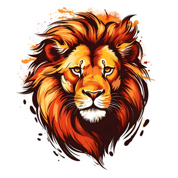 Lion face watercolor colorful vector illustration, Digital hand drawn Artistic, abstract lion portrait artwork for clothing design