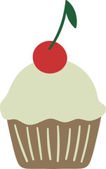 Cupcake with cream and cherry