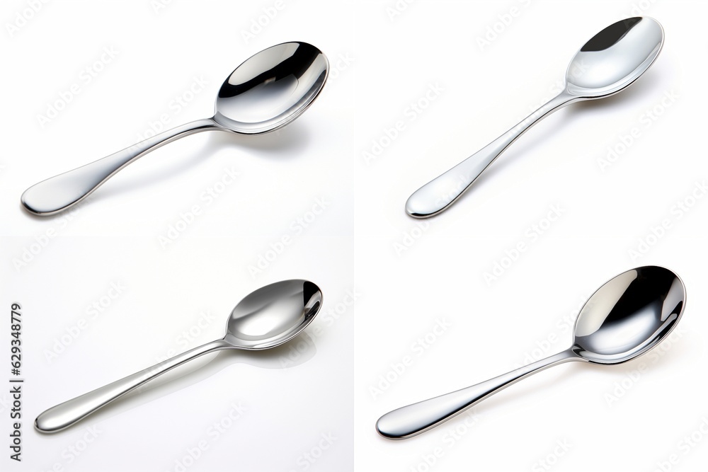 Poster set of spoons isolated on white background