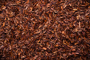close-up top view of dry rooibos tea