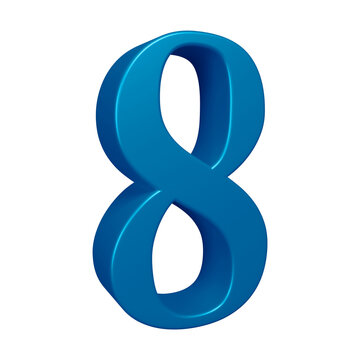 3d blue number 8 design for math, business and education concept 