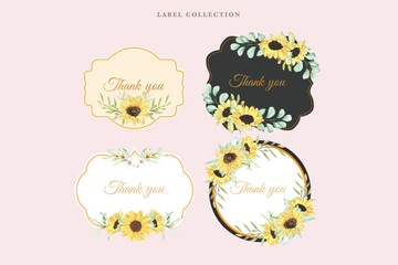 hand drawn sunflower labels design
